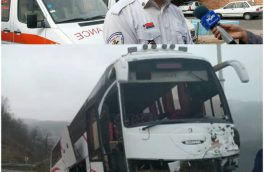 ۱۴ مصدوم در حادثه برخورد اتوبوس گردشگران تبریزی به کوهی در گردنه حیران
