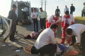 ۴ مصدوم در پی حادثه سقوط خودروی تیبا از پل در محور اهر _ تبریز