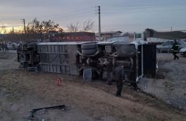 واژگونی اتوبوس مسافربری در آذربایجان شرقی 